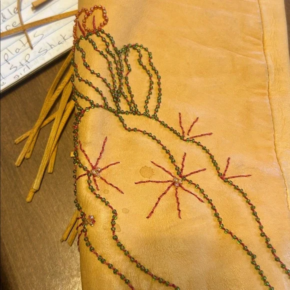 Embroidered Fringe Leather Jacket with beautiful bead work - Picture 13 of 13